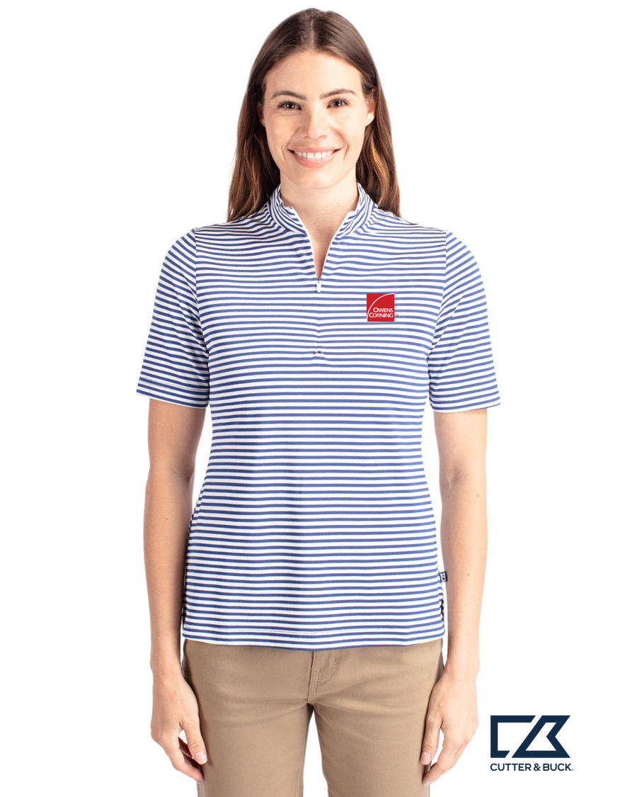 Cutter & Buck Virtue Eco Pique Stripe Recycled Womens Top