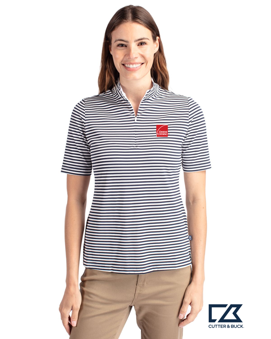 Cutter & Buck Virtue Eco Pique Stripe Recycled Womens Top