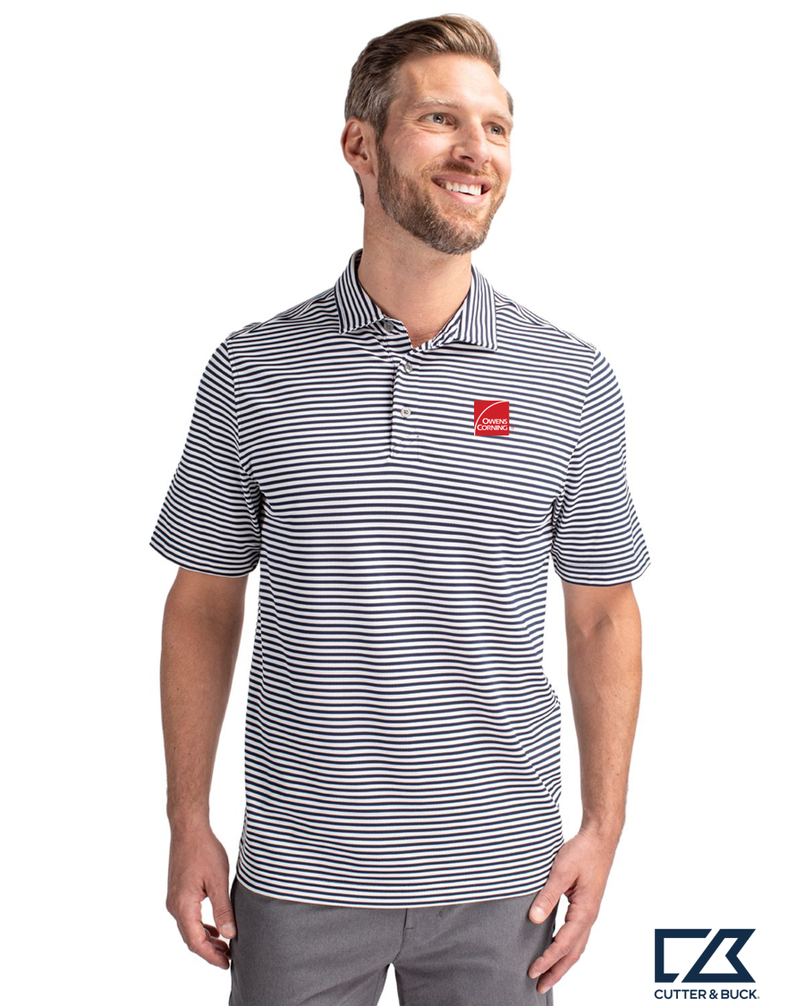 Cutter & Buck Virtue Eco Pique Stripe Recycled Mens Polo