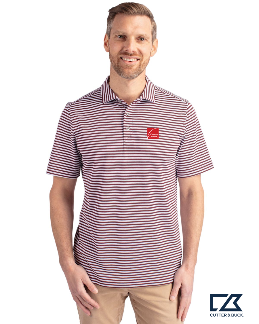 Cutter & Buck Virtue Eco Pique Stripe Recycled Mens Polo
